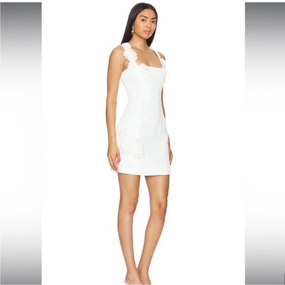 elliatt trompe white 3d floral embellished mini bridal wedding dress Large NEW - Picture 12 of 15